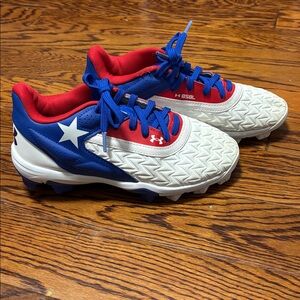 Under Armour Blue and Red Texas Baseball Cleats Kids Boys Size: 3Y